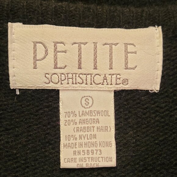 Vintage Petite Sophisticate Lambswool and Angora Polka Dot Long Black Sweater - Picture 9 of 9